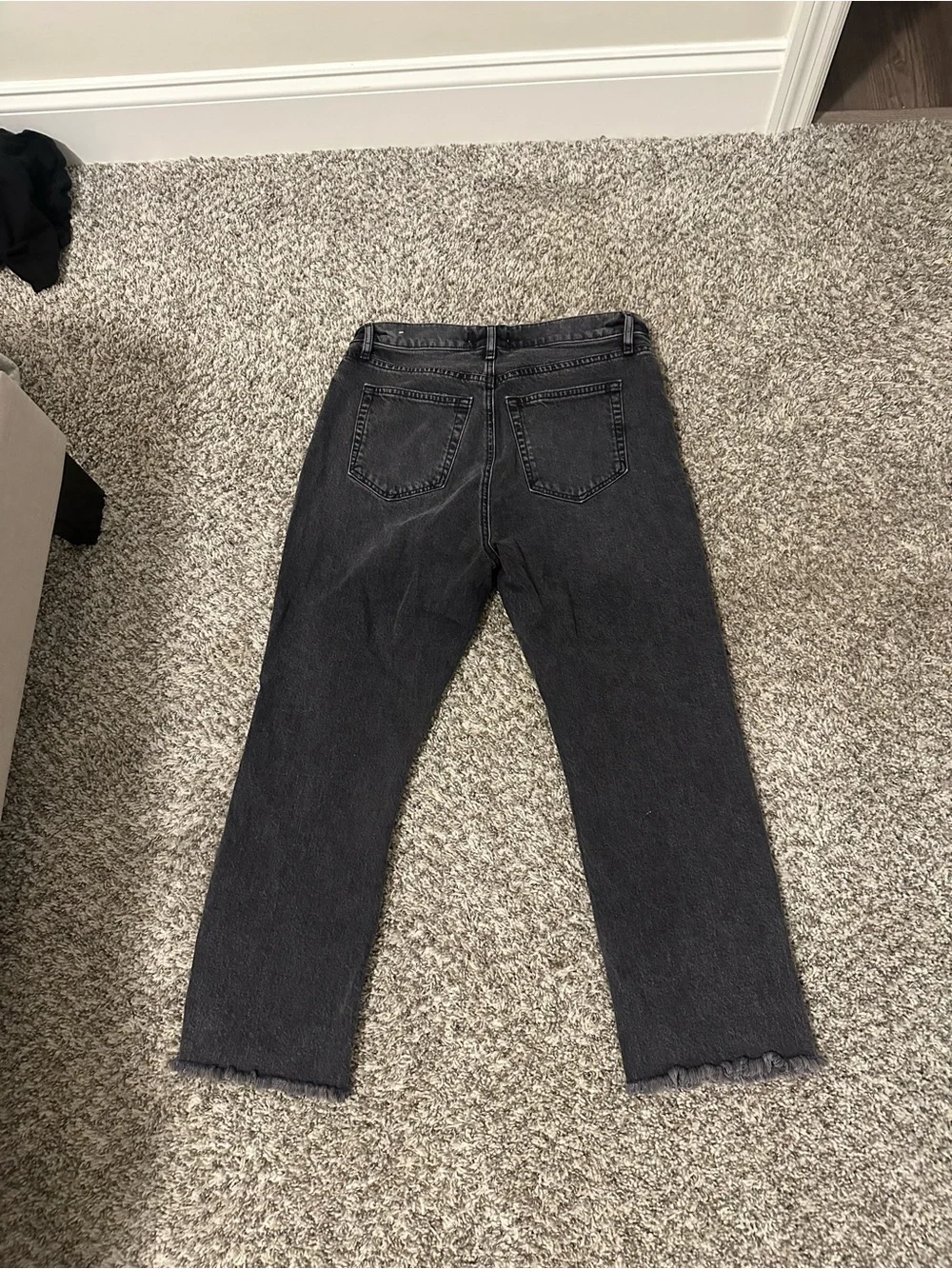 Women's Black Washed High-Rise Straight Jeans Ankle Length